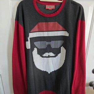 Holiday Fun! Fleece Crewneck Sweatshirt 2XLT Santa Red Dark Gray 082